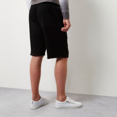 Black longer length jogger shorts